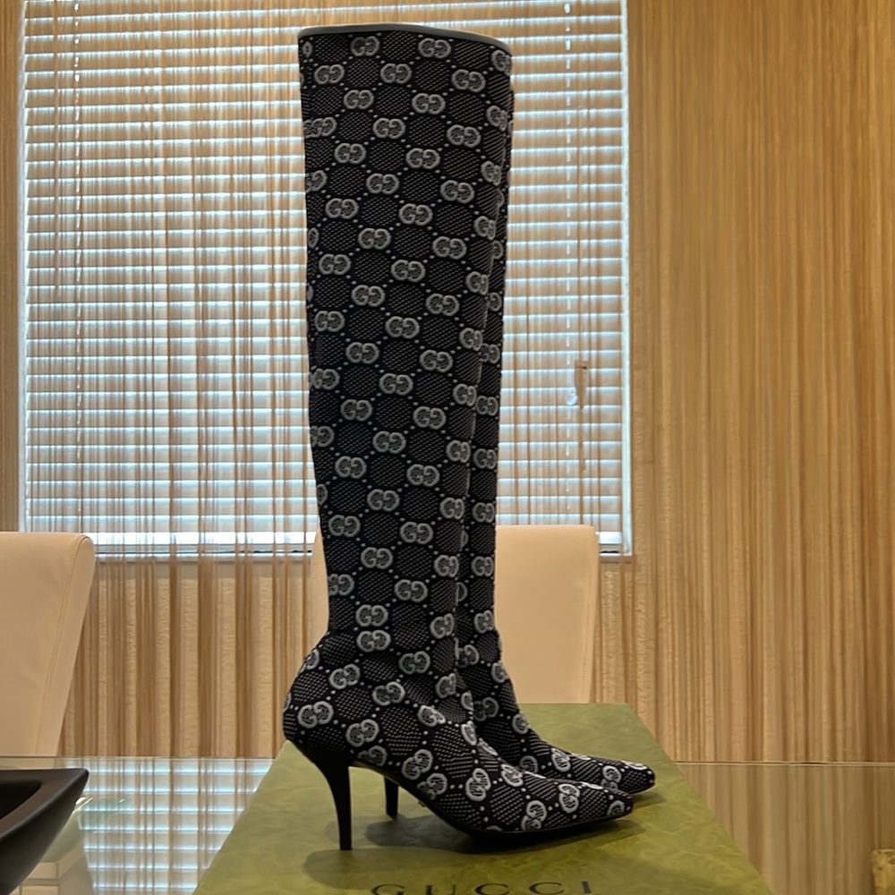 🔥🔥🔥Authentic Gucci Tech.GG Jersey Tom H175 over knees boots - Picture 5 of 17